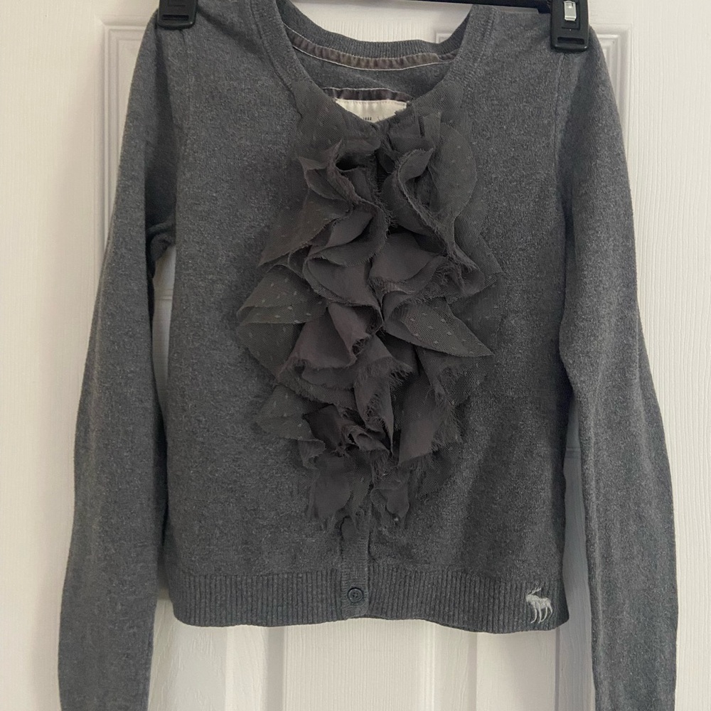 Abercrombie & Fitch Charcoal Ruffle Sweater